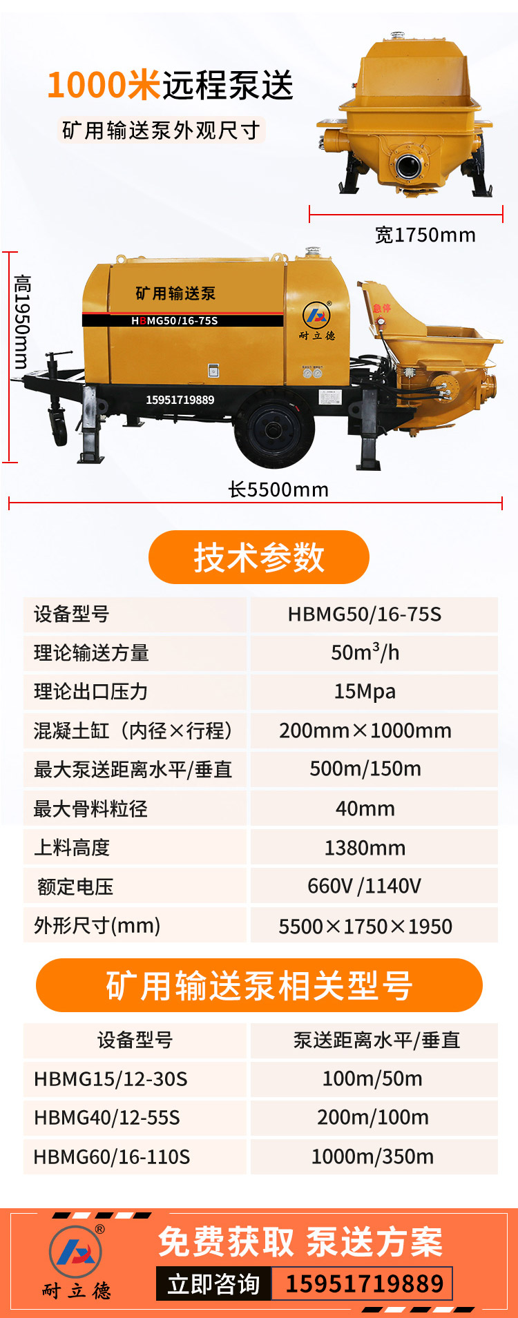 小型礦用混凝土輸送泵廠家